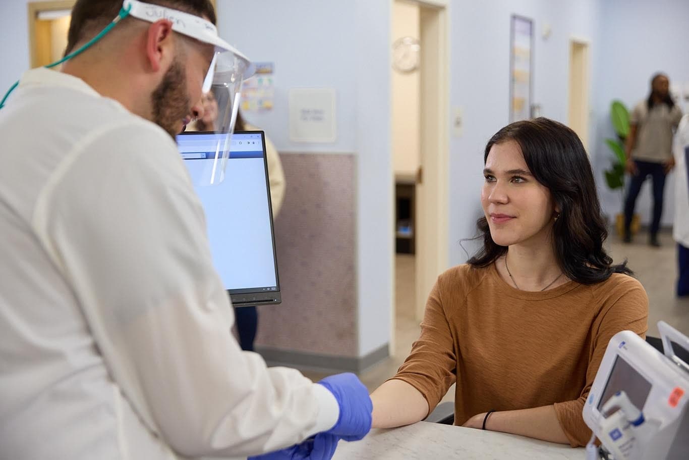 Woman with Medical history check