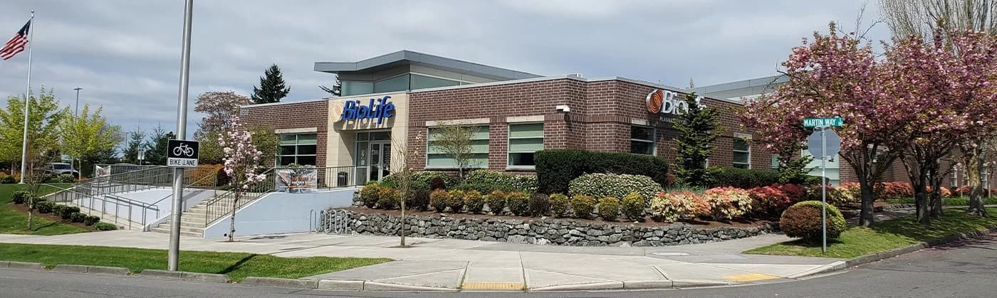Edificio del Centro de Plasma de BioLife en Lacey, Washington
